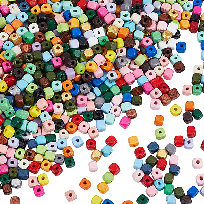 Spray Painted Wooden Beads WOOD-PA0001-53C-1