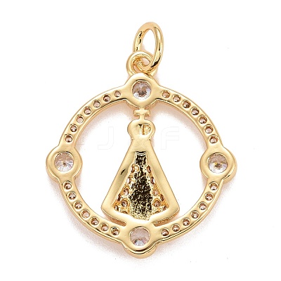 Rack Plating Brass Cubic Zirconia Pendants Findings KK-E275-24G-1