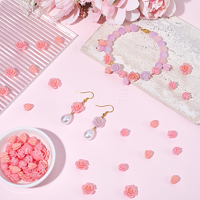 60Pcs 3 Styles Dyed Synthetic Coral Carved Beads CORA-SC0001-21A-1