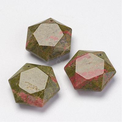 Natural Unakite Pendants G-P264-09-1