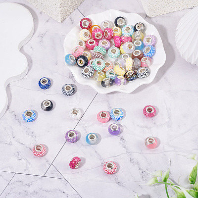 60Pcs 3 Styles Opaque Resin European Beads RESI-TA0005-29-1