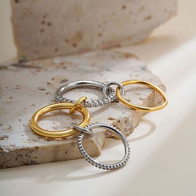 Brass Micro Pave Cubic Zirconia Finger Rings FS-WG6545E-09-1
