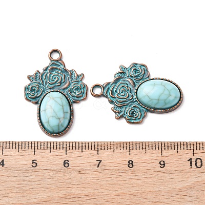 Alloy with Synthetic Turquoise Pendants FIND-B055-01B-1