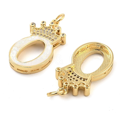 Brass Micro Pave Clear Cubic Zirconia Pendants KK-G498-01O-02-1