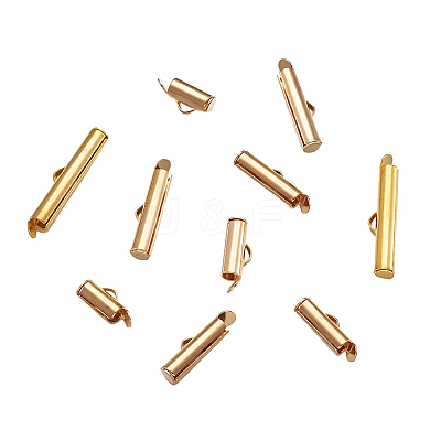 Brass Slide On End Clasp Tubes KK-TA0007-29G-1