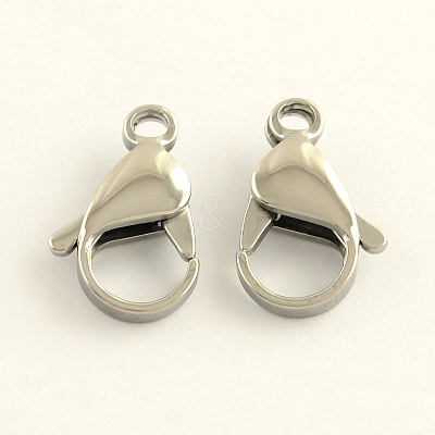 Tarnish Resistant 304 Stainless Steel Lobster Claw Clasps STAS-R065-18-1