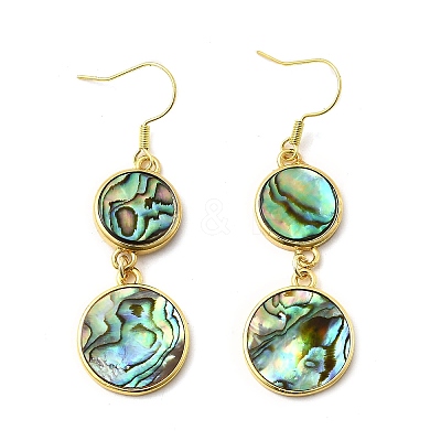 Brass Natural Abalone Shell Dangle Earrings EJEW-F388-01F-G-1