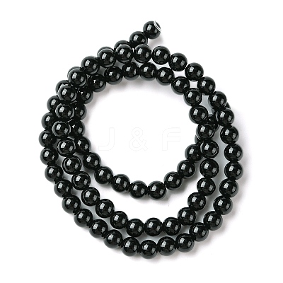 Natural Black Agate Round Beads Strands G-L086-A-01-1