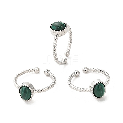 Natural Malachite Open Cuff Ring RJEW-M166-04P-E-1-1