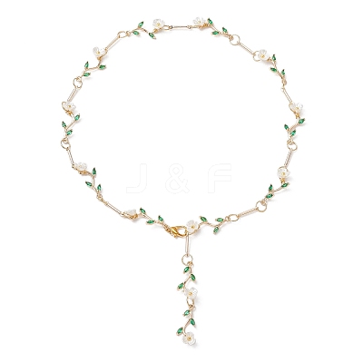 Brass Micro Pave Cubic Zirconia Dangle Stud Earrings & Chain Necklace Sets SJEW-JS01323-1