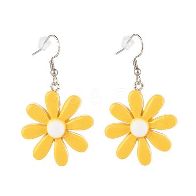 Flower Resin Dangle Earrings EJEW-JE04553-1