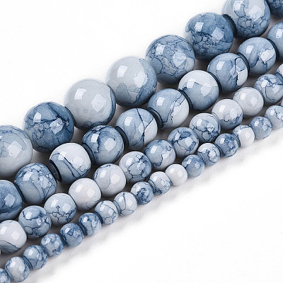Baking Paint Glass Beads Strands X-DGLA-N003-8mm-C07-1
