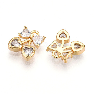 Brass Micro Pave Cubic Zirconia Charms KK-N261-94B-G-1