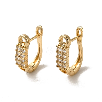 Brass Micro Pave Cubic Zirconia Hoop Earring EJEW-L271-02KCG-04-1
