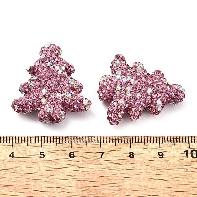 Christmas Tree Polymer Clay Rhinestone Beads CLAY-NH0001-14J-1