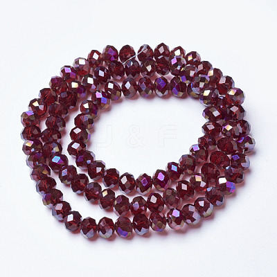 Electroplate Transparent Glass Beads Strands EGLA-A034-T6mm-F16-1