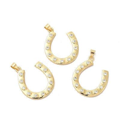 Rack Plating Brass Micro Pave Cubic Zirconia Pendants KK-B068-19G-1