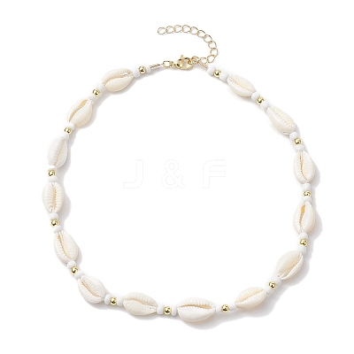 Bohemia Natural Cowrie Shell Beaded Necklaces NJEW-JN04783-01-1