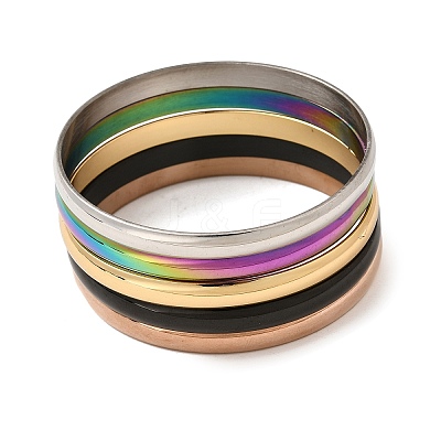 304 Stainless Steel Plain Bangles for Women Men BJEW-Z167-01M-01-1