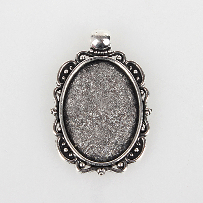 Vintage Tibetan Style Alloy Pendant Cabochon Bezel Settings X-TIBEP-O006-51AS-1
