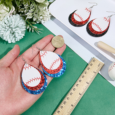 2 Pairs 2 Colors Synthetic Leather Dangle Earrings EJEW-CL0001-01A-1