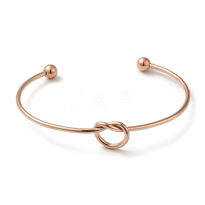 Ion Plating(IP) 304 Stainless Steel Knot Cuff Bangles for Women BJEW-M233-04RG-1