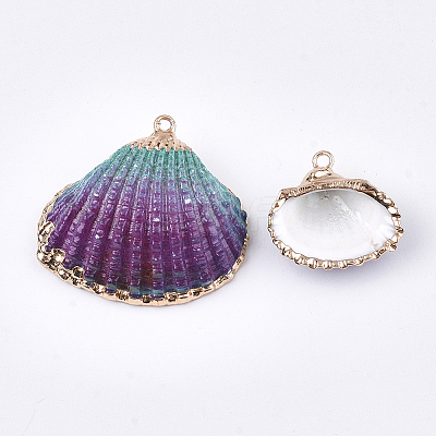 Spray Paint & Electroplate Sea Shell Pendants LS-SSHEL-S262-07A-1