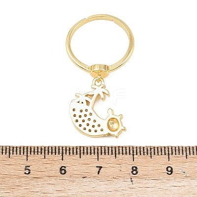Adjustable Brass Micro Pave Cubic Zirconia Pendant Finger Rings for Women LS-RJEW-A090-01B-G-1