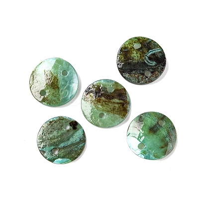 Spray Painted Natural Akoya Shell Connector Charms BSHE-S304-17F-1