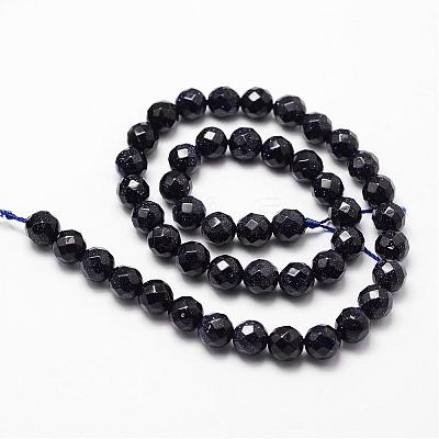 Synthetic Blue Goldstone Beads Strands G-D840-14-8mm-1