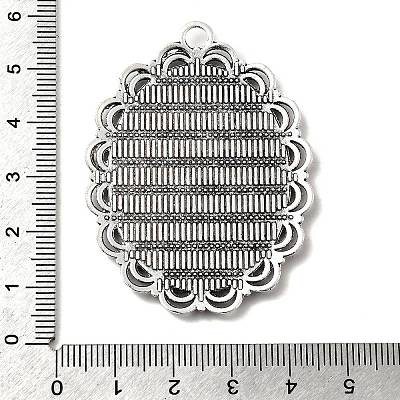Tibetan Style Antique Silver Alloy Flat Oval Pendant Cabochon Settings TIBEP-M022-58AS-1