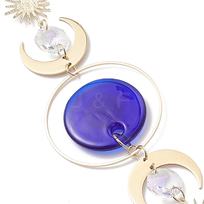 Handmade Lampwork Flat Round & Teardrop with Evil Eye Hanging Suncatchers HJEW-JM04404-1