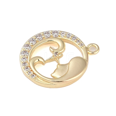 Brass Micro Pave Clear Cubic Zirconia Pendants FIND-B077-02G-09-1