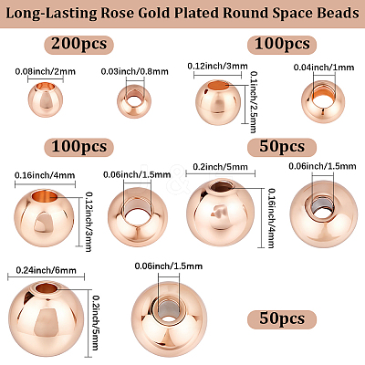 500Pcs 5 Styles Rack Plating Brass Beads KK-BBC0023-24RG-1