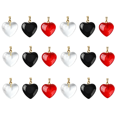 18Pcs 3 Colors Spray Painted Glass Pendants GLAA-YW0004-33-1