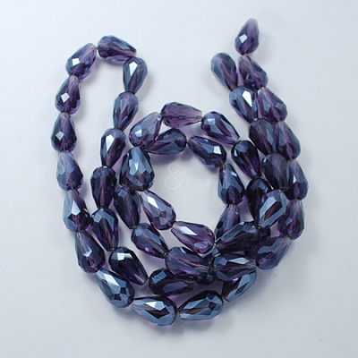 Electroplate Glass Beads Strands EGLA-R008-11x8mm-15-1