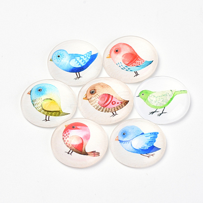 Printed Glass Flat Back Cabochons GGLA-Q056-012-20mm-1