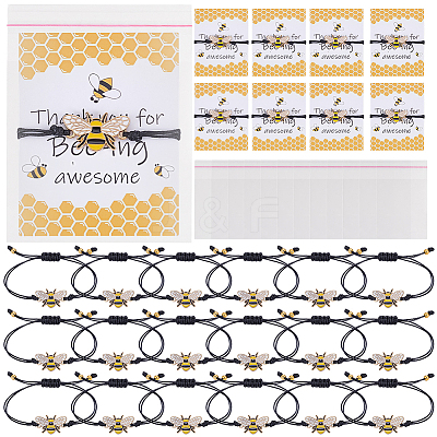 36Pcs Waxed Polyester Cord Bracelets BJEW-PH02017-1