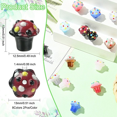 16Pcs 8 Colors Handmade Lampwork Enamel Bumpy Beads LAMP-CJ0002-72-1