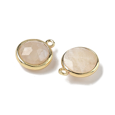 Natural Moonstone Faceted Flat Round Charms G-U028-03G-13-1
