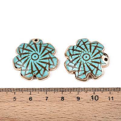 Dyed Synthetic Turquoise Flower Pendants TURQ-T004-25A-1
