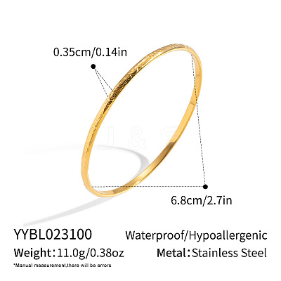 3.5MM 304 Stainless Steel Vintage Textured Round Bangles for Women GG7668-2-1