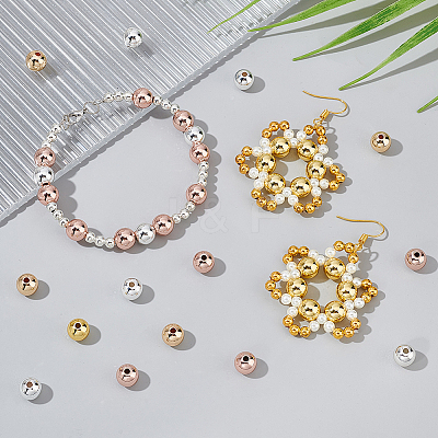 60Pcs 4 Colors Rack Plating Brass Beads KK-PH0009-19-1