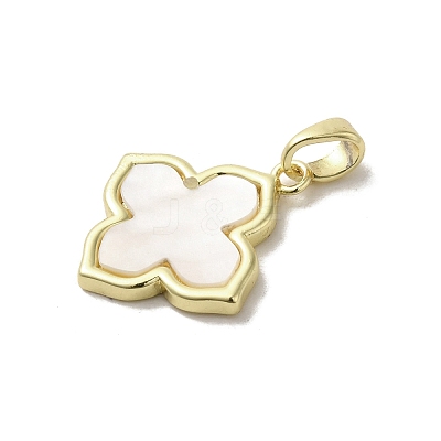 Brass Pave Shell Pendants KK-I708-14H-G-1