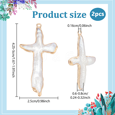 Natural Freshwater Pearl Keshi Pearl Pendants PEAR-WH0001-06A-1
