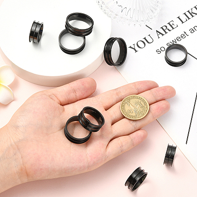 16Pcs 8 Styles 201 Stainless Steel Grooved Finger Ring Settings RJEW-SC0001-27-1