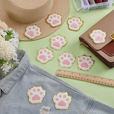10Pcs Polyester Paw Print Iron on/Sew On Patches PATC-FG0002-76-1