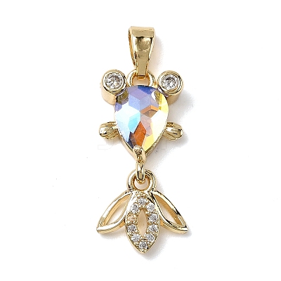 Brass Micro Pave Cubic Zirconia Pendants KK-K375-27G-22-1