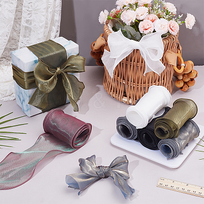 12Yards 6 Colors Polyester Gauze Ribbon OCOR-PH0006-14-1