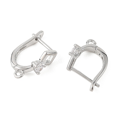 SHEGRACE Brass Micro Pave Cubic Zirconia Hoop Earring Findings XGRQ79246-932P-1